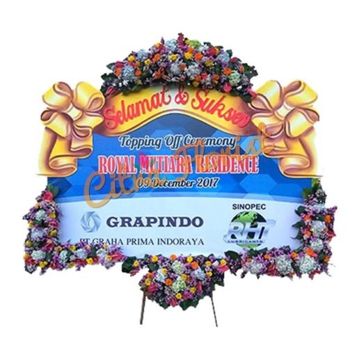 Papan Bunga Selamat & Sukses Banner 2.5 Meter, Bunga 4 Titik (3 Bawah & 1 Atas) + Pita Sterofoam - Gambar 4