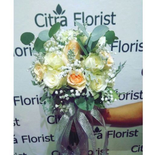 Bouquet Wedding Soft Roses Peach - Gambar 2