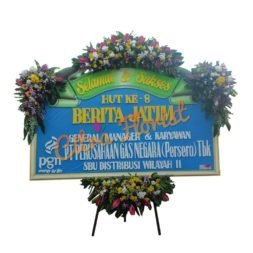(GRS) Papan Bunga Selamat & Sukses Sterofoam 2.5 Meter, Bunga 4 Titik (3 Atas & 1 Bawah)