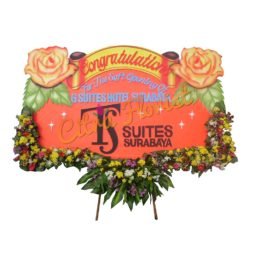 Papan Bunga Selamat & Sukses Sterofoam 2.5 Meter,  Bunga 3 Titik Bawah & Pita Sterofoam