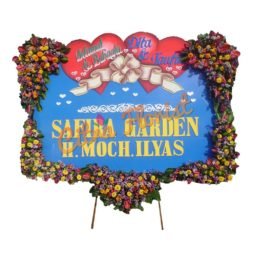 Papan Bunga Happy  Wedding Sterofoam 2.5 Meter, Bunga 5 Titik (3 Bawah & 2 Kanan Kiri Atas) + Pita Sterofoam Love