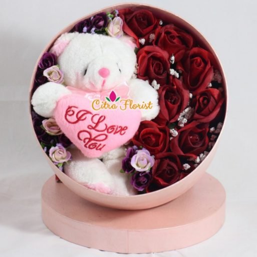Artificial Flowerbox Sleeping Round Pink - Gambar 3