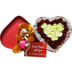 (SDA) Fresh Flowerbox Love Red Roses & Pikok Pink