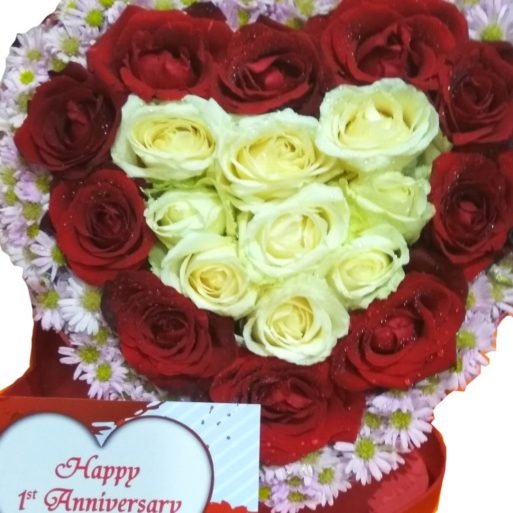 (SDA) Fresh Flowerbox Love Red Roses & Pikok Pink - Gambar 2