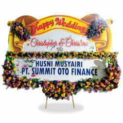 Papan Bunga Happy Wedding Banner 2.5 Meter, Bunga Bawahan List Tengah Ceplokan + Pita Sterofoam